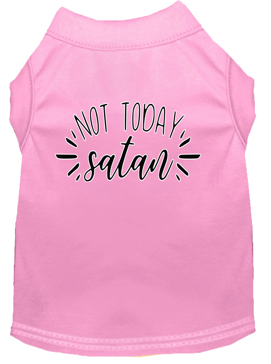 Not Today Satan Screen Print Dog Shirt Light Pink Lg